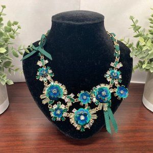 TALBOTS CRYSTAL AND SEQUIN FLORAL NECKLACE